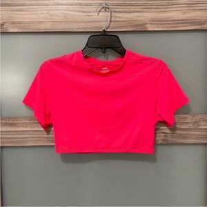 Skims Neon Fits Everybody Super Cropped Pink T-Shirt